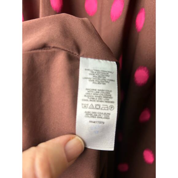 Ann Taylor Midi Dress Browns w/Polka Dots Swatch Pink Sz 4 - Picture 8 of 9